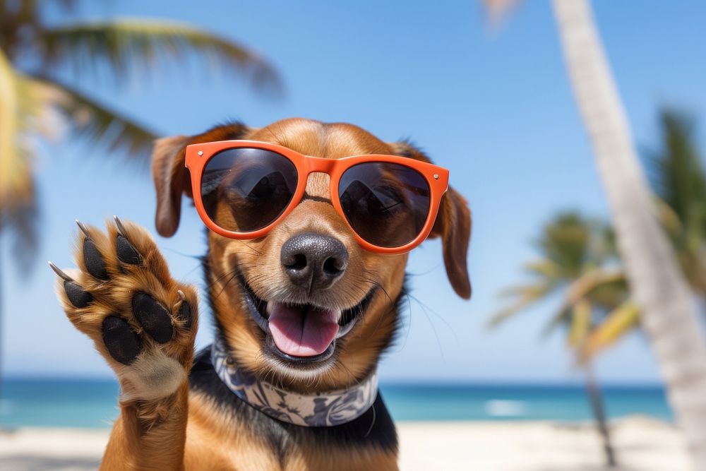 Summer dog sunglasses vacation. AI generated Image by rawpixel.