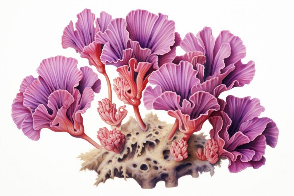 Purple coral, digital paint illustration. AI generated image