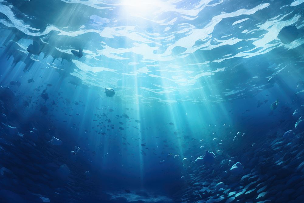 Backgrounds underwater sunlight outdoors. AI generated Image by rawpixel.