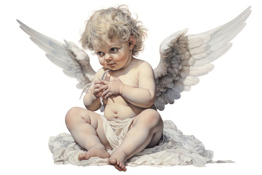 Angel baby white background representation. AI generated Image by rawpixel.