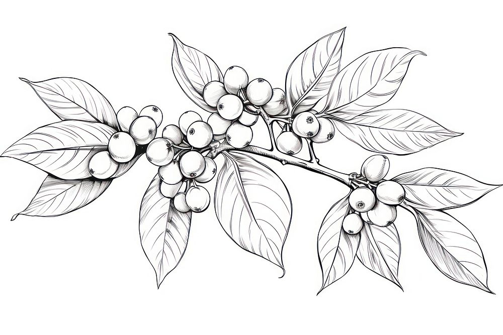Sketch plant drawing white. AI generated Image by rawpixel.