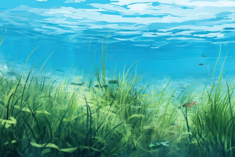 Grass backgrounds underwater outdoors. AI generated Image by rawpixel.