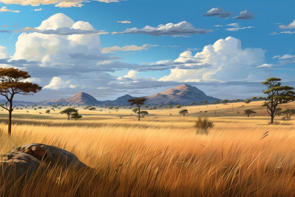 Landscape savanna grassland outdoors. AI generated Image by rawpixel.