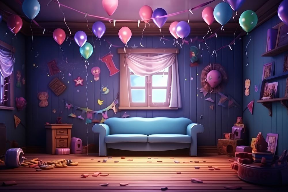 Furniture birthday lighting balloon. AI generated Image by rawpixel.