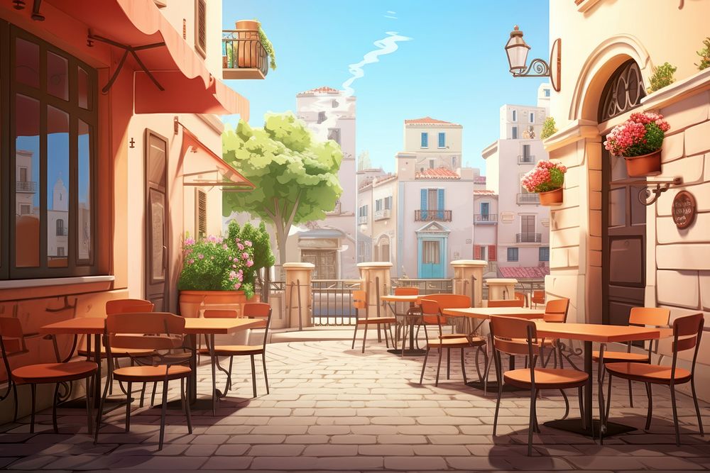 Outdoors street cafe restaurant. AI generated Image by rawpixel.