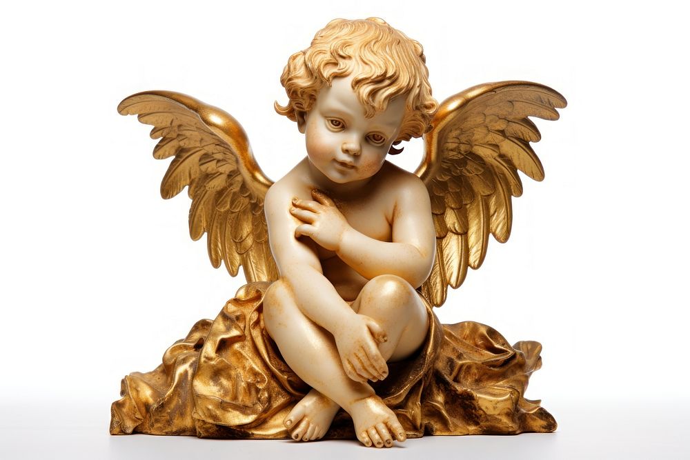 Statue bronze angel gold. AI generated Image by rawpixel.