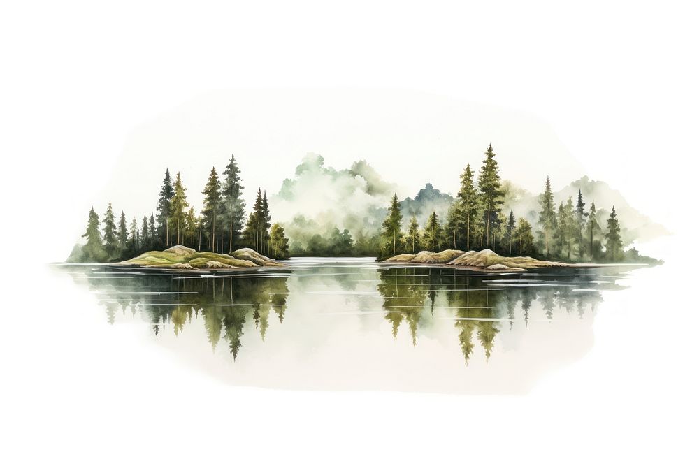 Tree lake wilderness landscape. 