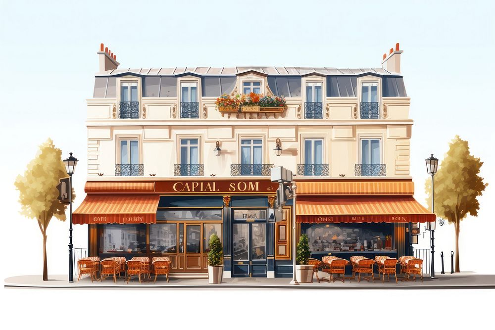 Restaurant architecture building street. AI generated Image by rawpixel.