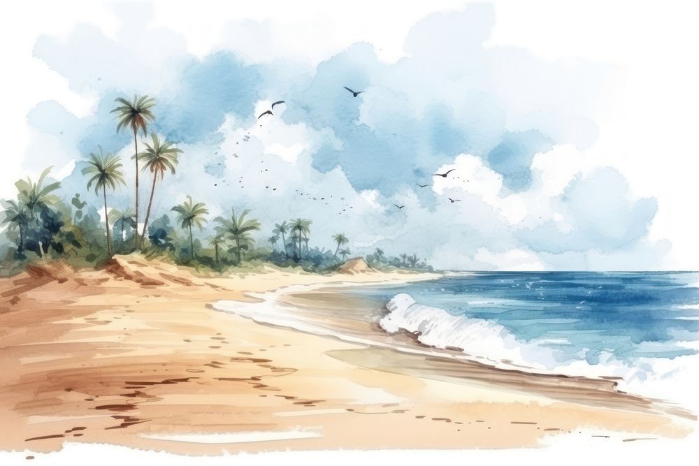 Beach outdoors painting nature. AI generated Image by rawpixel.