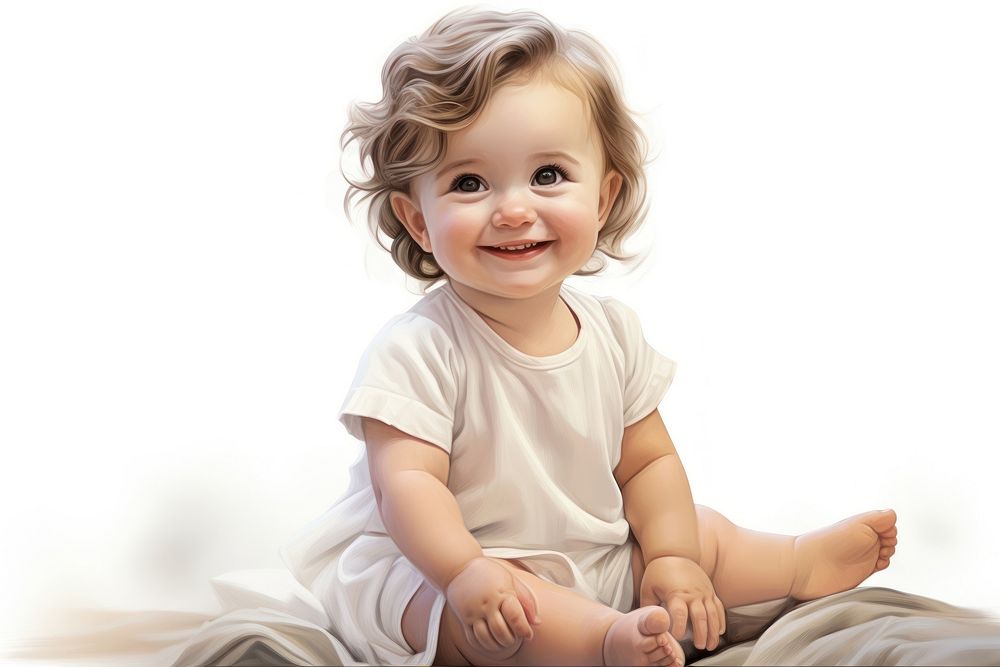 Baby portrait smiling sitting. AI generated Image by rawpixel.