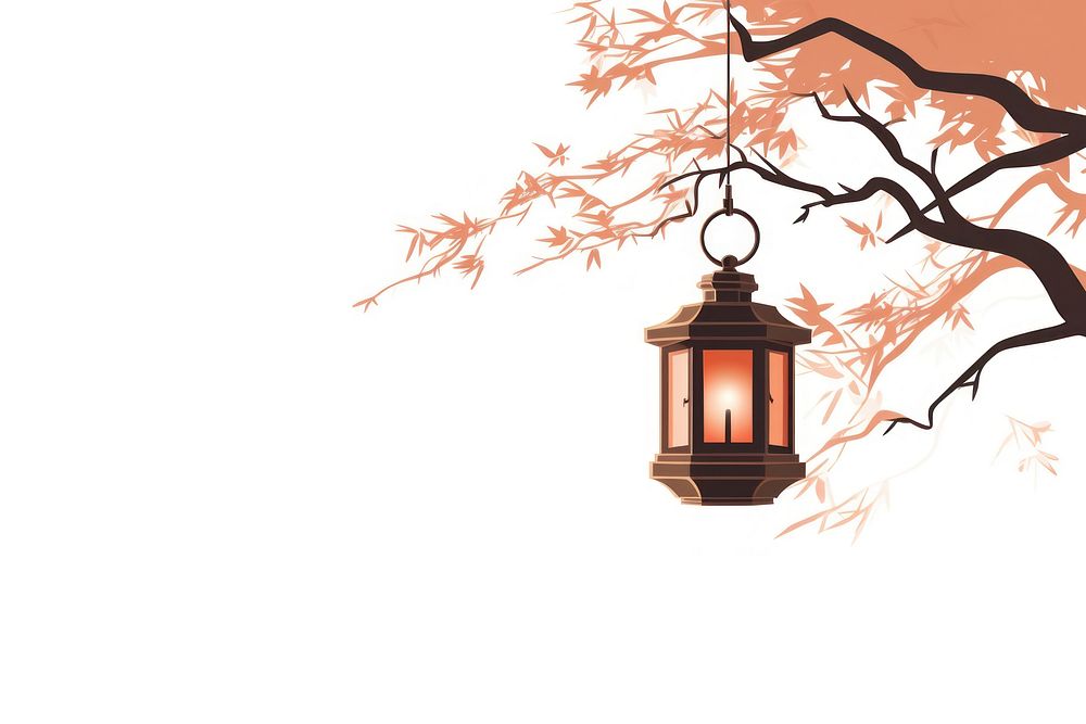 Lantern hanging lamp tree. AI generated Image by rawpixel.