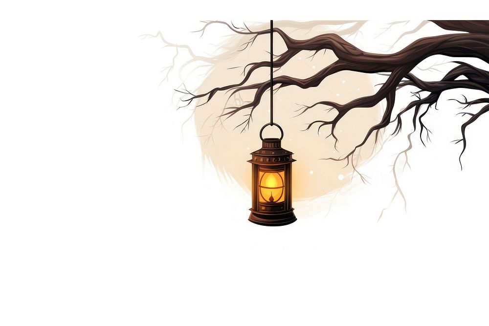 Lantern hanging lamp tree. AI generated Image by rawpixel.