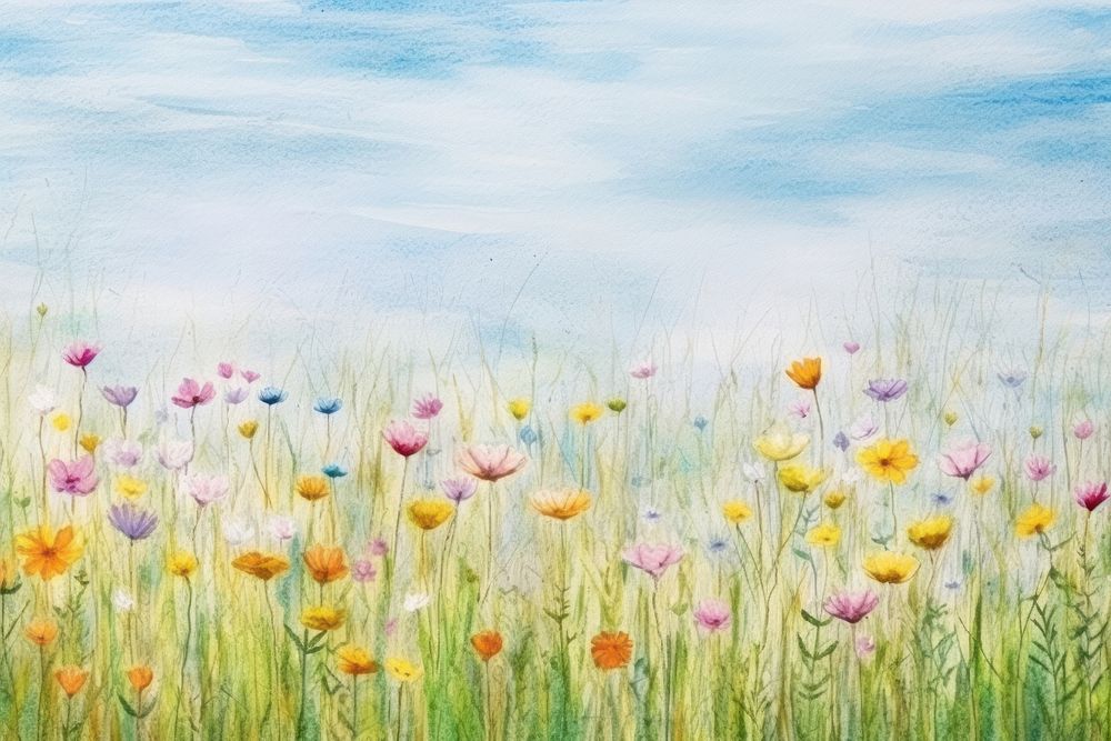 Meadow backgrounds grassland painting. AI generated Image by rawpixel.
