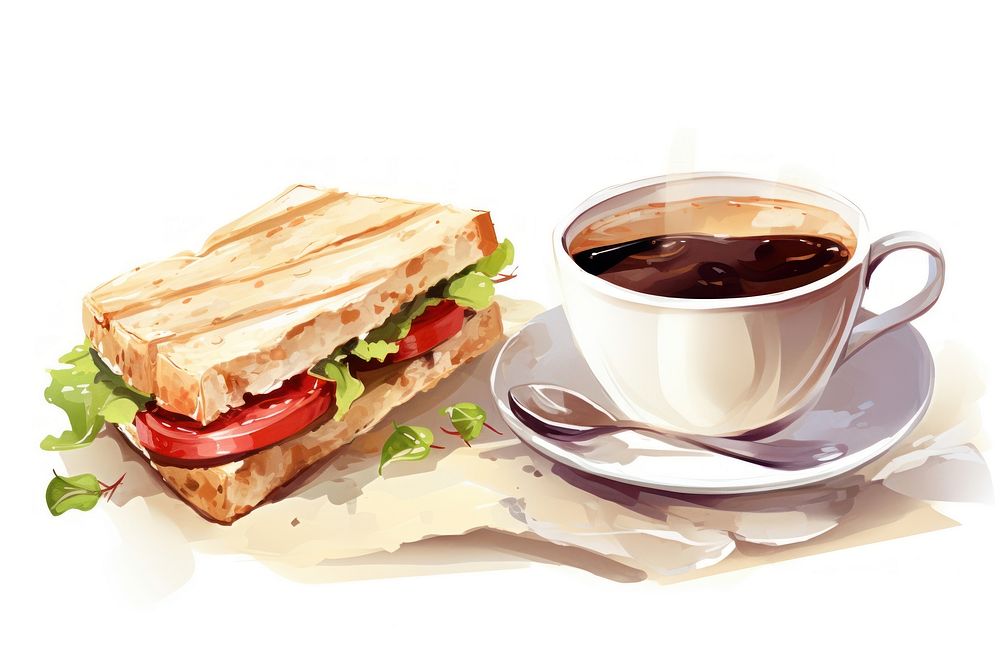Sandwich coffee bread lunch. AI generated Image by rawpixel.