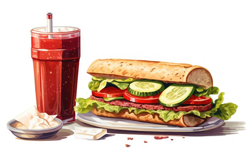 Sandwich ketchup bread lunch. AI generated Image by rawpixel.