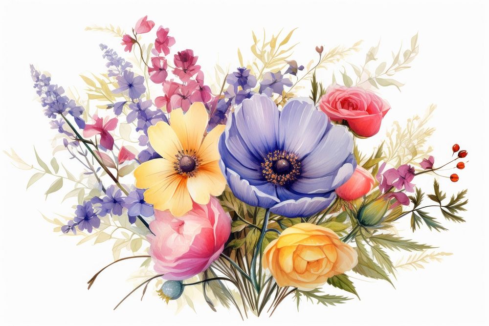 Flower painting pattern drawing. AI generated Image by rawpixel.