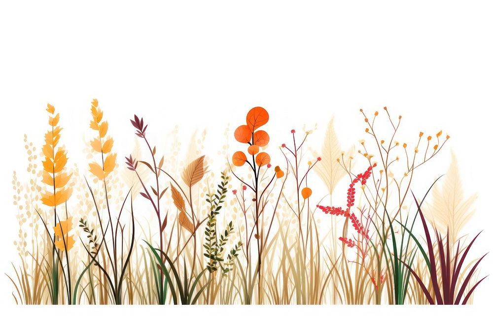 Plant grass flower white background. AI generated Image by rawpixel.