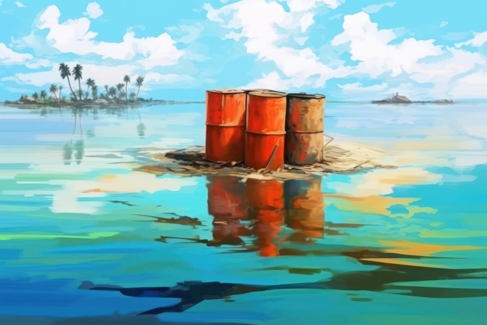 Ocean pollution outdoors painting. AI generated Image by rawpixel.