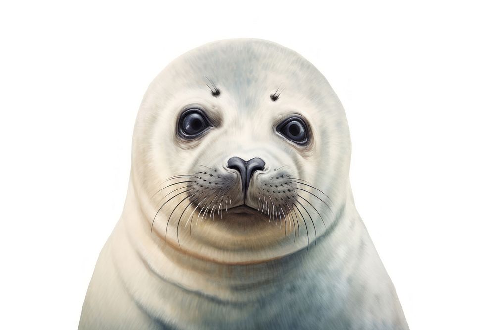Seal animal mammal underwater, digital paint illustration.