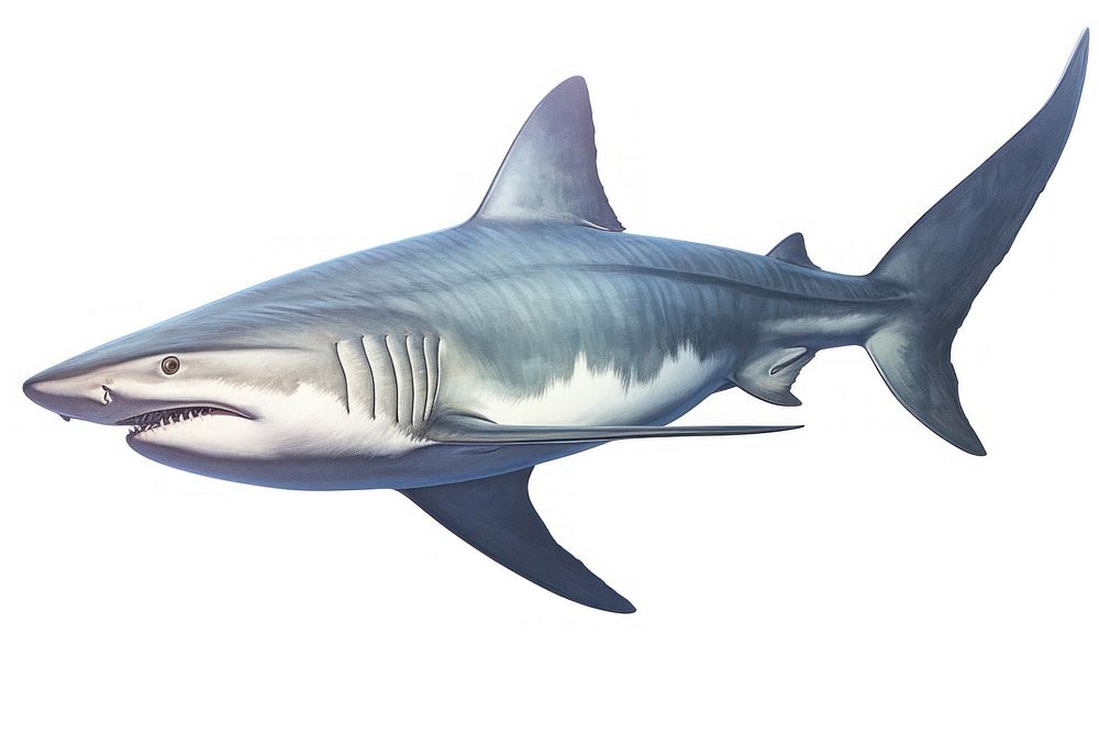 Shark swimming animal fish, digital paint illustration. AI generated image