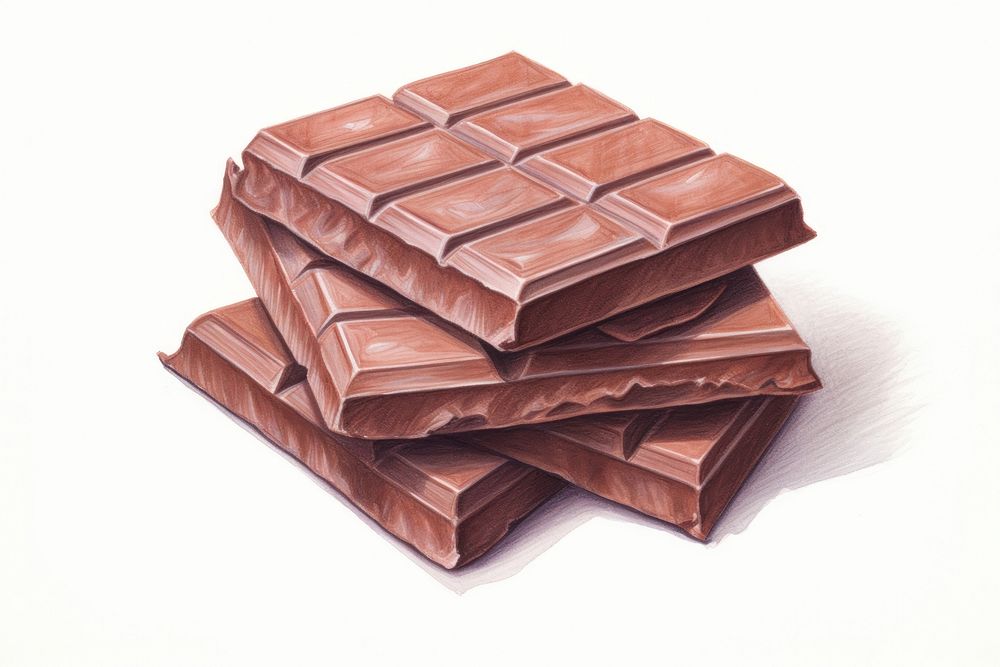 Chocolate dessert food white background, digital paint illustration. AI generated image