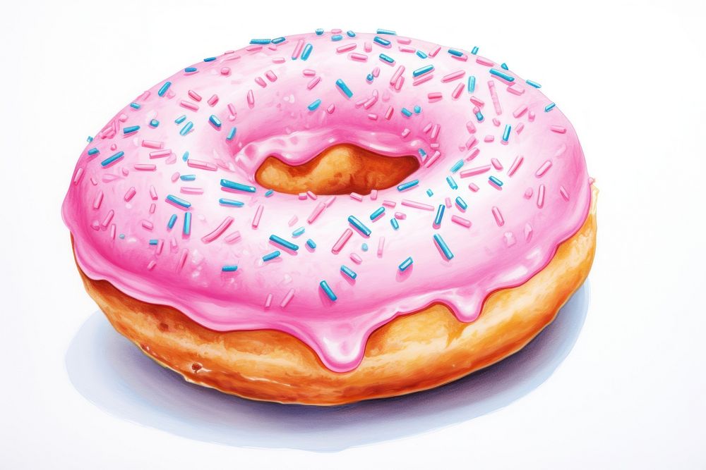 Donut dessert food confectionery, digital paint illustration. AI generated image