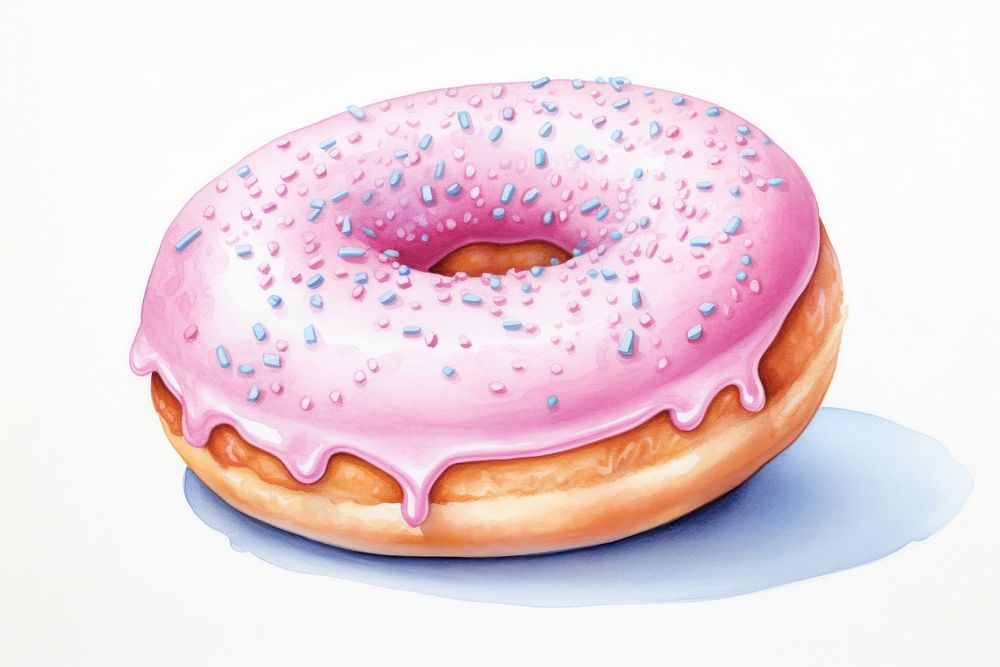 Donut dessert food cake, digital paint illustration. AI generated image