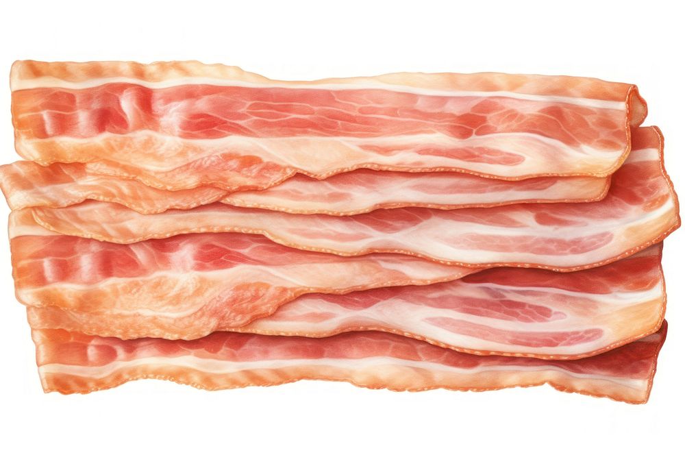 Bacon pork meat food, digital paint illustration. AI generated image