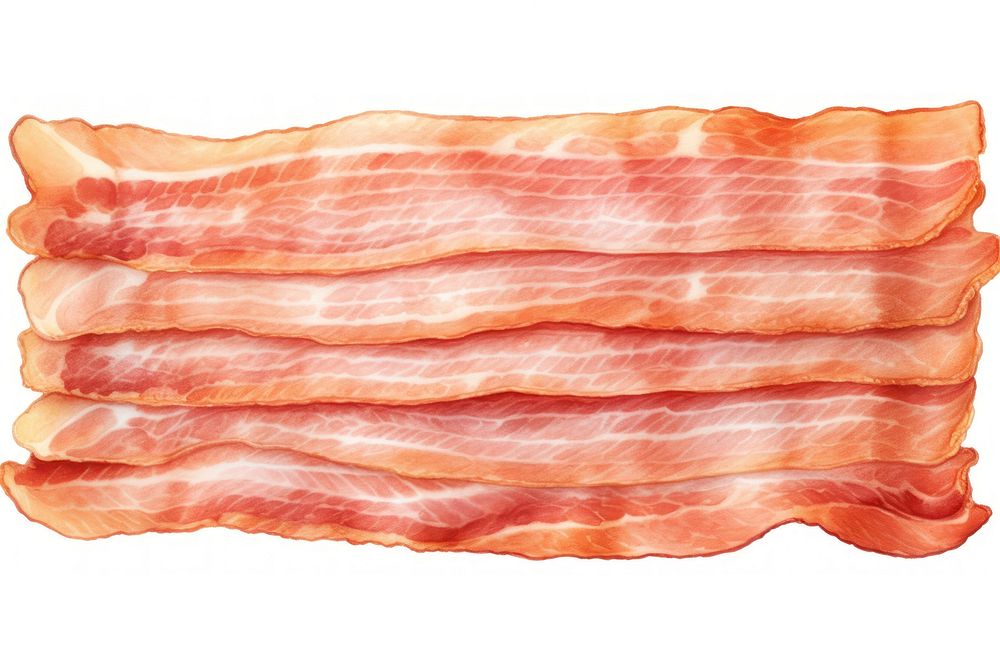 Bacon pork meat food, digital paint illustration. AI generated image