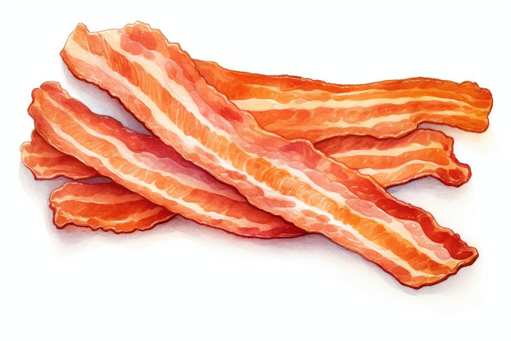Bacon meat pork food, digital paint illustration. AI generated image