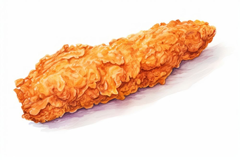 Food white background fried chicken freshness, digital paint illustration. AI generated image
