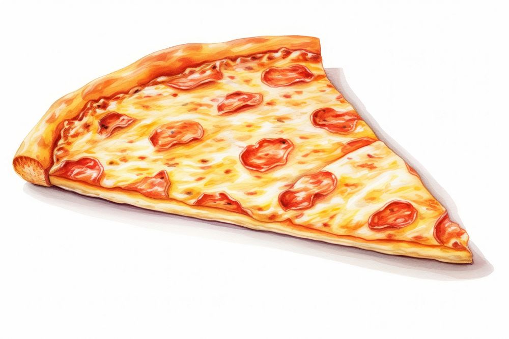 Pizza food white background pepperoni, digital paint illustration. AI generated image