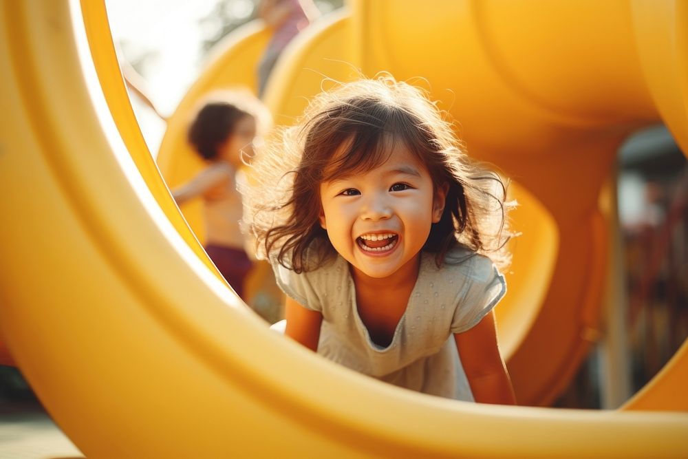 Playground outdoors smile child. 