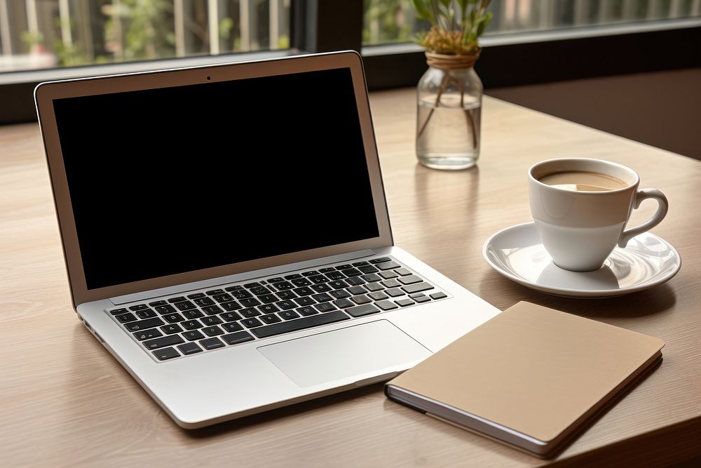 Laptop coffee furniture computer. 