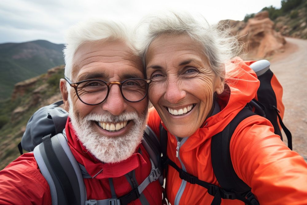 Hiking recreation adventure laughing. 