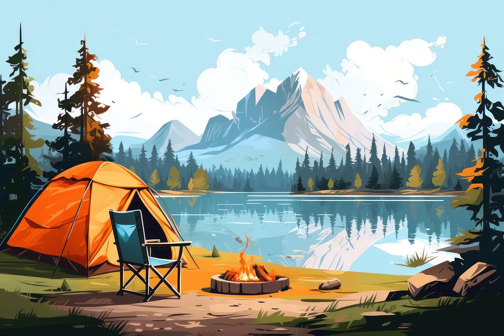Camping tent mountain outdoors. AI generated Image by rawpixel.