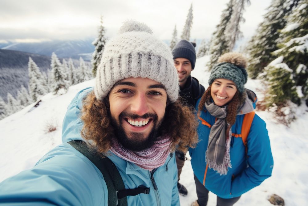 Hiking selfie recreation adventure. 