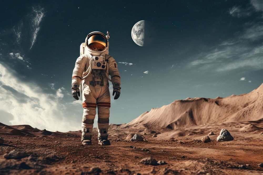 Space moon astronomy astronaut. AI generated Image by rawpixel.
