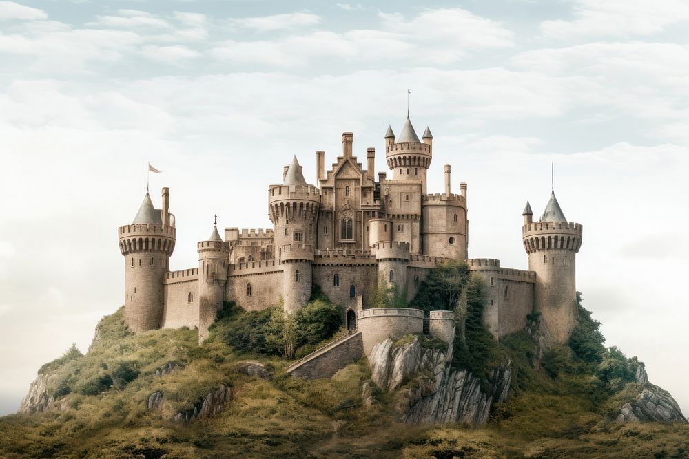 Castle architecture building land. AI generated Image by rawpixel.