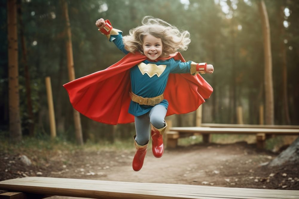 Superhero cheerful portrait outdoors. AI generated Image by rawpixel.