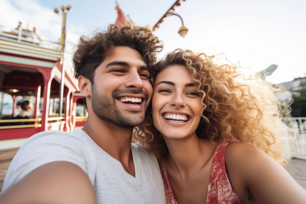 Selfie laughing portrait smiling. 