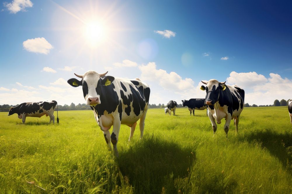 Animal field cow grassland. 