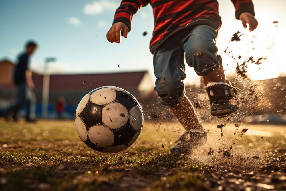 Ball football kicking sports. AI generated Image by rawpixel.
