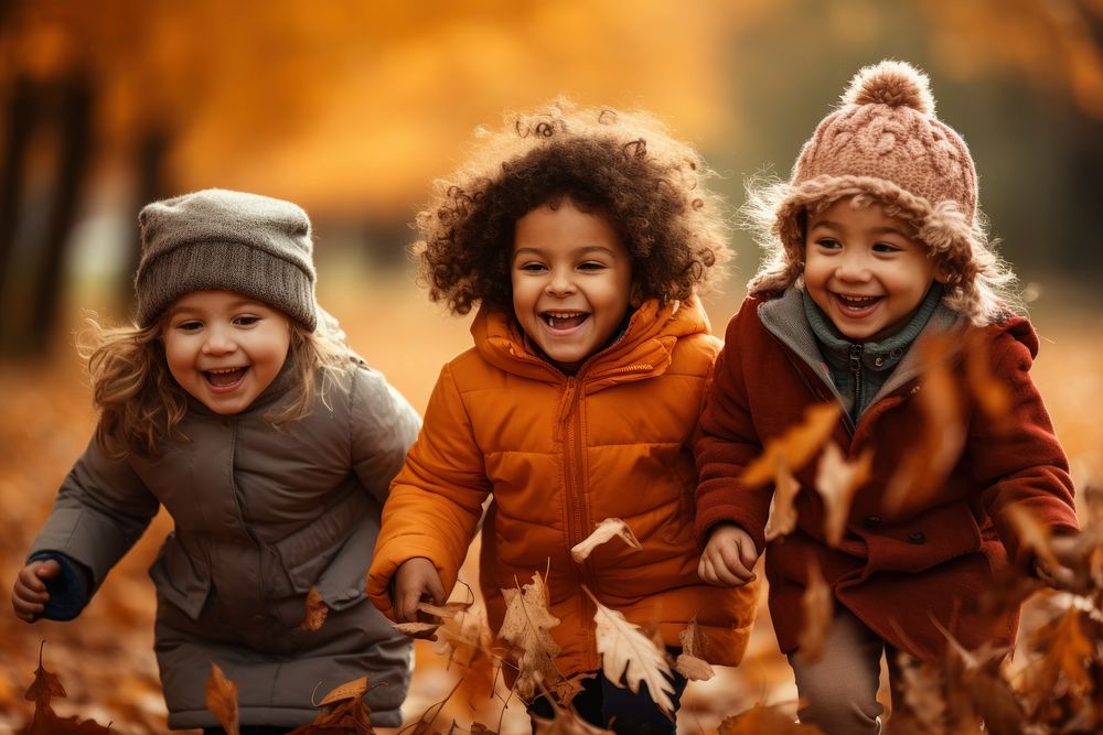 Happiness laughing outdoors autumn. AI generated Image by rawpixel.