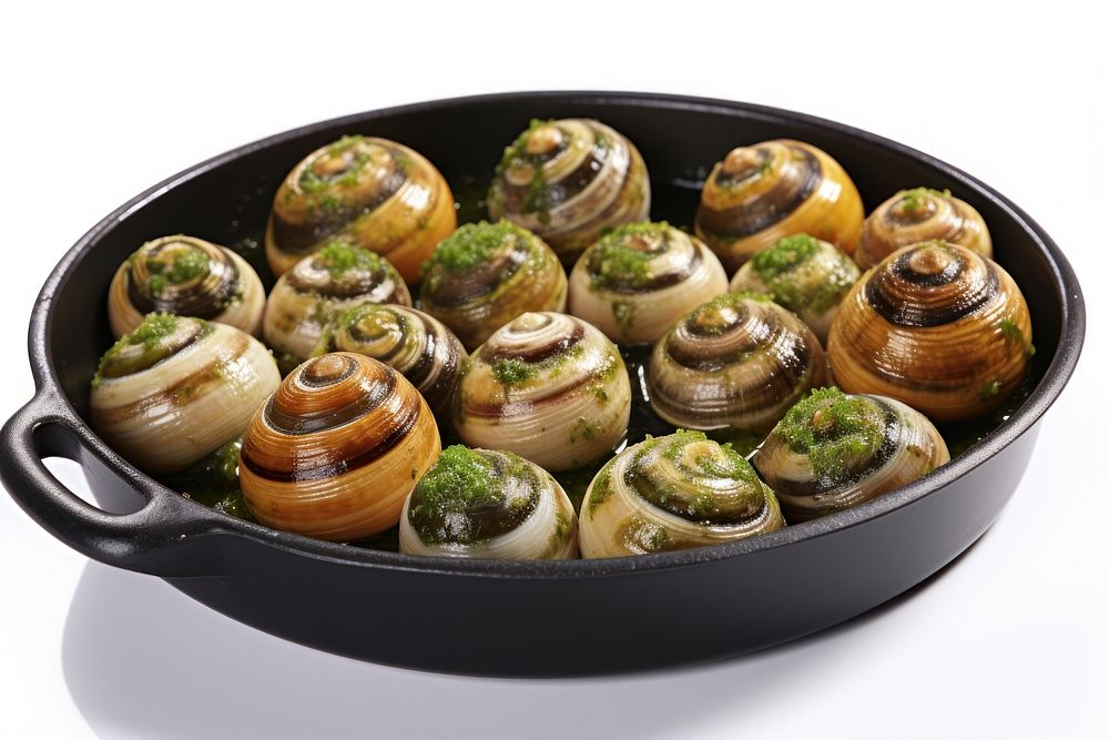 Escargots food seafood white background. AI generated Image by rawpixel.