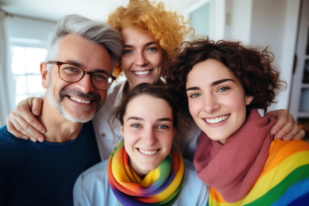 Laughing family adult smile. 