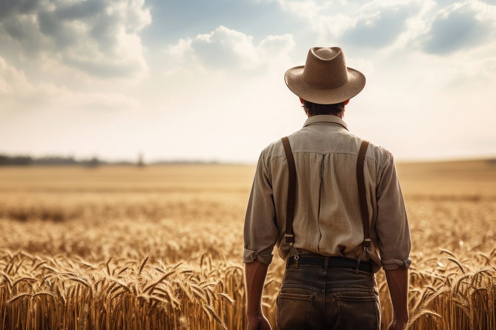 Outdoors standing nature farmer. 