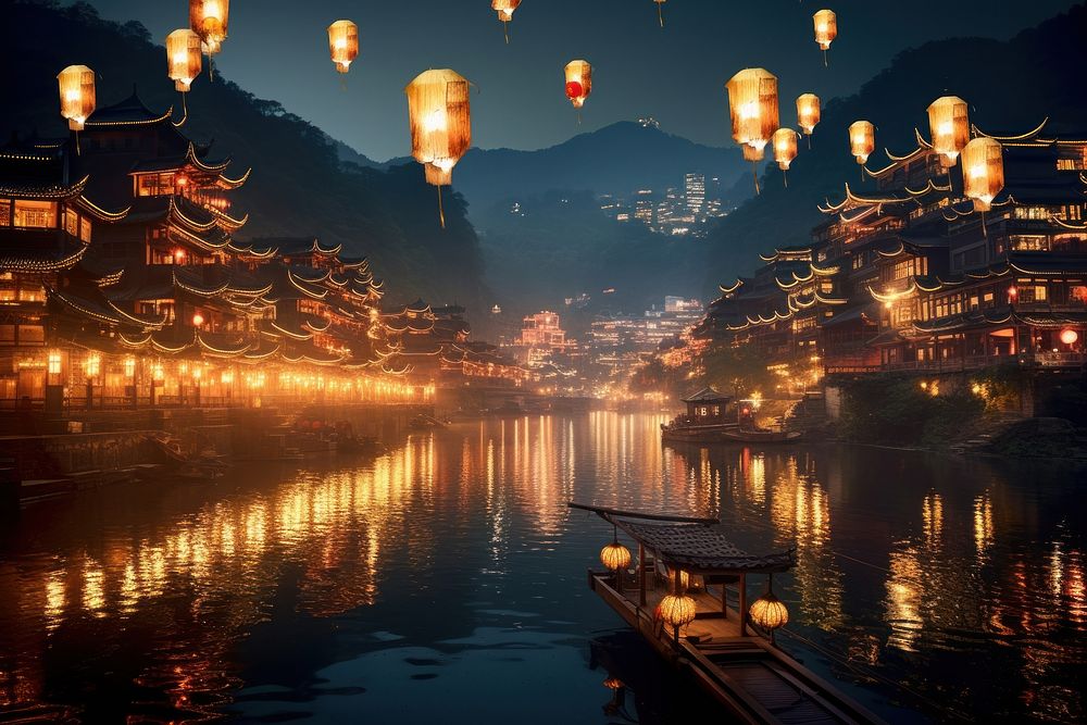 Lantern landscape outdoors city. AI generated Image by rawpixel.