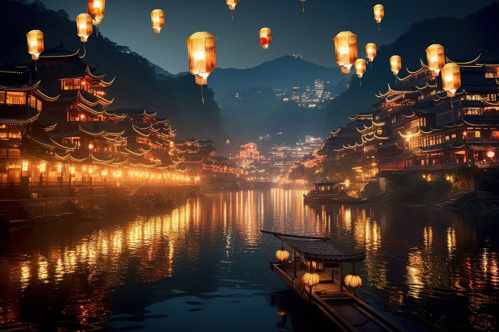 Lantern landscape outdoors city. 