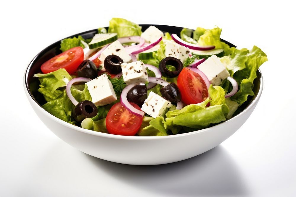 Fresh greek salad lettuce tomato cheese. 